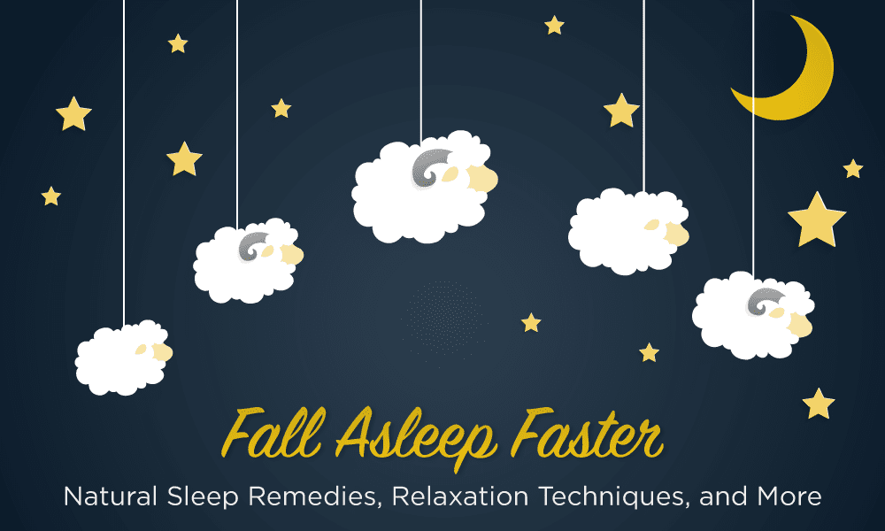 Representation of falling asleep faster with stars and sheep clouds