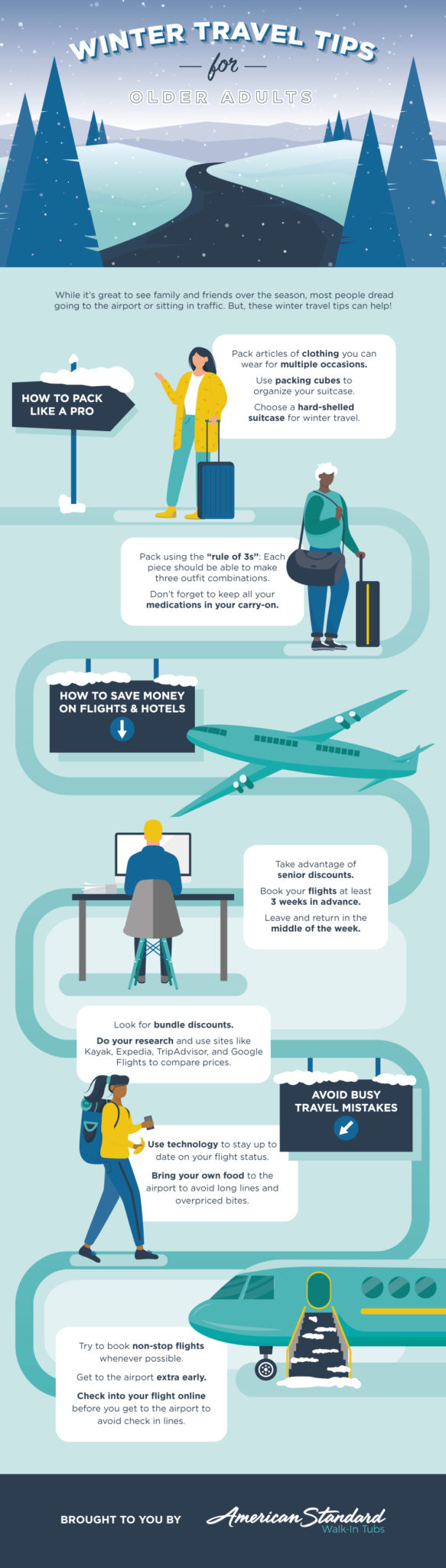 Winter travel tips for older adults, infographic